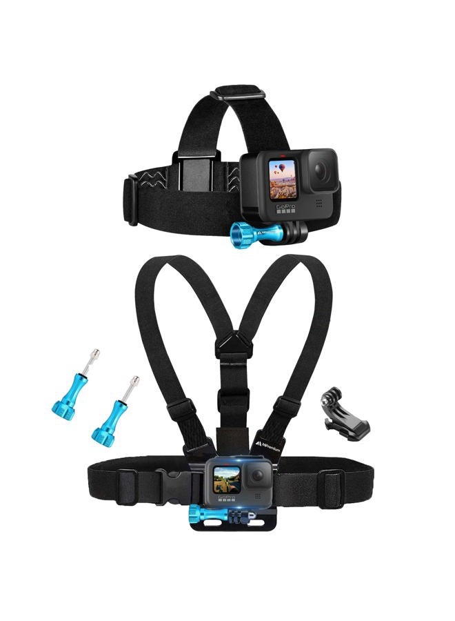 MiPremium Chest Harness Chesty Mount & Head Strap for GoPro Hero 11 10 9 8 Max Go Pro Hero 7 6 5 3 4 Session Black Silver Fusion DJI Osmo AKASO Accessories Kit for Action Cameras - Image 1