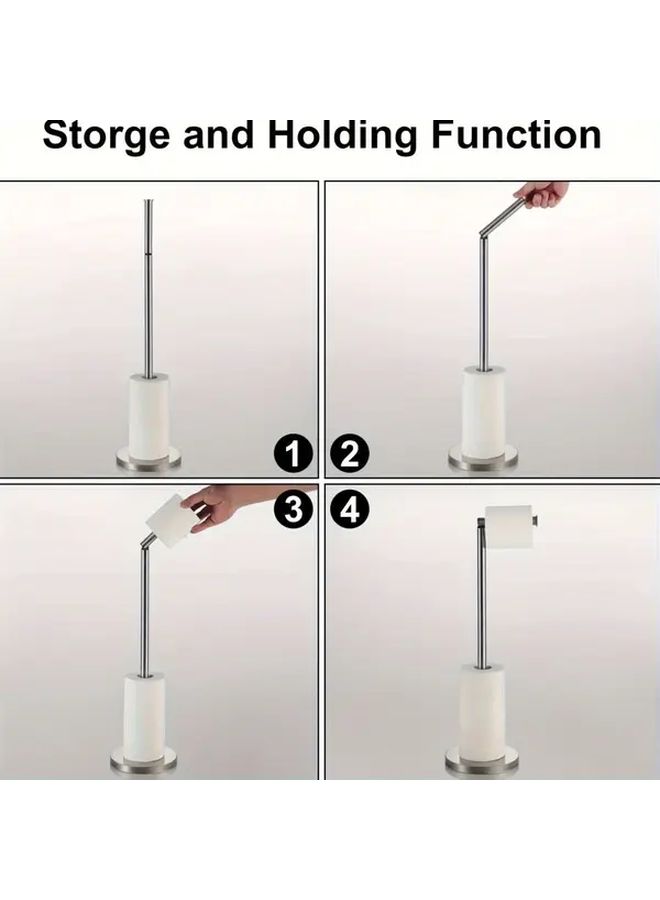 Stainless Steel Toilet Paper Holder With Thickened Base Brushed Finish Foldable Self Adhesive No Drill Mounting 1 Pack Model DB1 GR 24008 SN Vertical Bathroom Kitchen Organizer Storage - Image 2