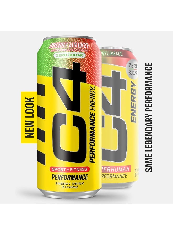 سيلوكور C4 Pre Workout Energy Drink With Beta-Alanine, Zero Sugar, Carbonated Drink for Strength & Endurance, Cherry Limeade Flavor – 12 Pack - Image 4