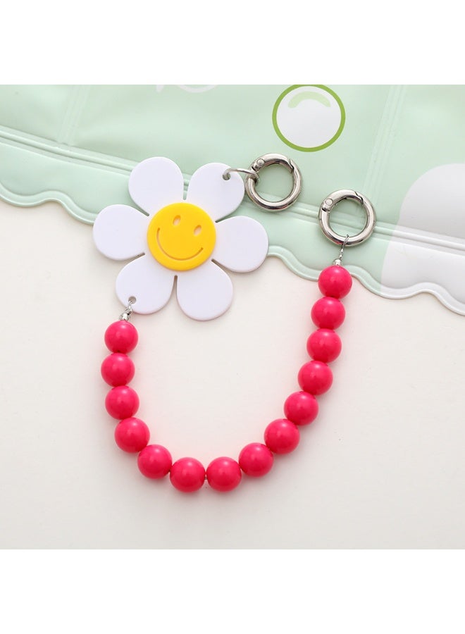 NIBEMINENT Beaded Phone Lanyard, Anti Lost Removable Wrist Strap, Sunflower Bracelet Pendant, Phone Keychain Lanyard