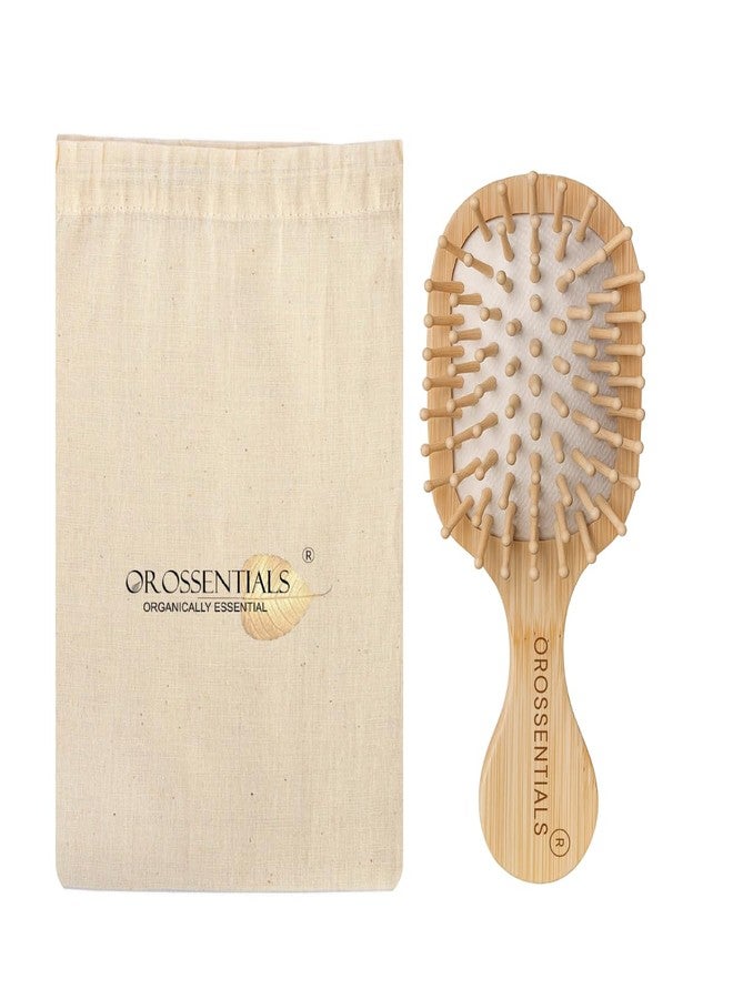OROSSENTIALS Bamboo Wooden Padddle Hair Brush | Travel-Friendly Small Hair Brush for Women & Men | Eco-Friendly Wooden -Paddle Brush | Compact-Size | | Unisex brush | All Hair Type - Image 1