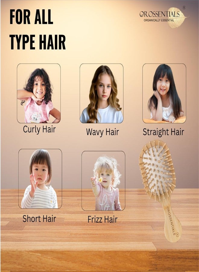 OROSSENTIALS Bamboo Wooden Padddle Hair Brush | Travel-Friendly Small Hair Brush for Women & Men | Eco-Friendly Wooden -Paddle Brush | Compact-Size | | Unisex brush | All Hair Type - Image 5