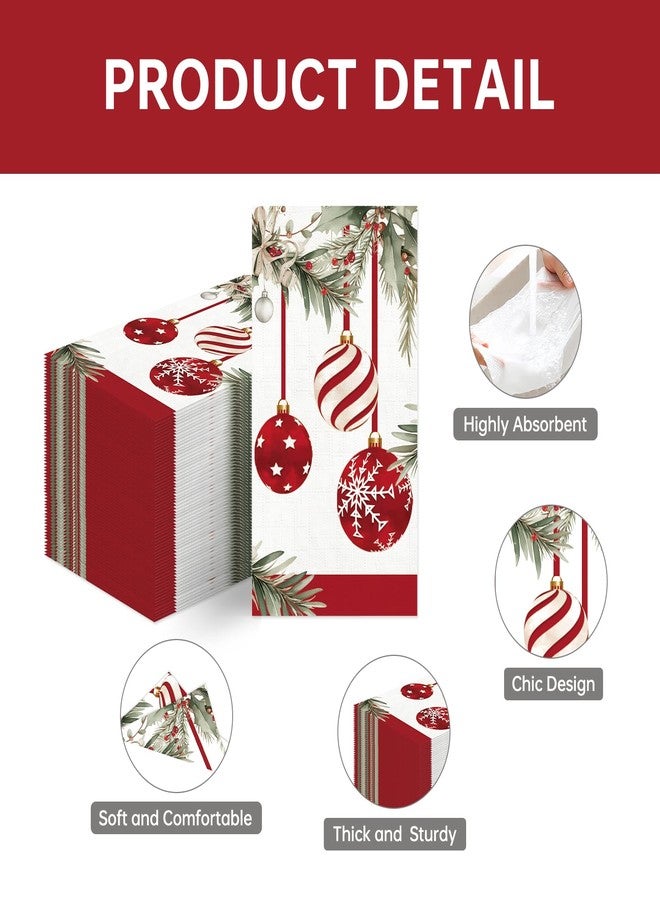 TAJWE 100 Count Christmas Disposable Napkins Ornament Xmas Paper Cocktail Napkins Winter Holiday Decorative Lunch Dinner Guest Hand Towels for Kitchen Bathroom Party Supplies 4.3x7.8 - Image 5