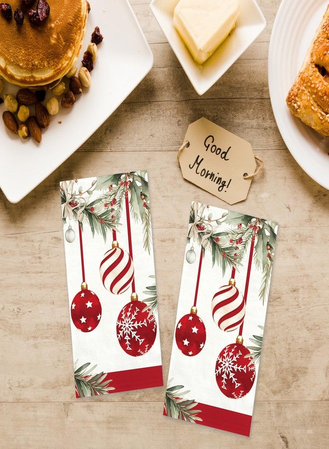 TAJWE 100 Count Christmas Disposable Napkins Ornament Xmas Paper Cocktail Napkins Winter Holiday Decorative Lunch Dinner Guest Hand Towels for Kitchen Bathroom Party Supplies 4.3x7.8 - Image 3