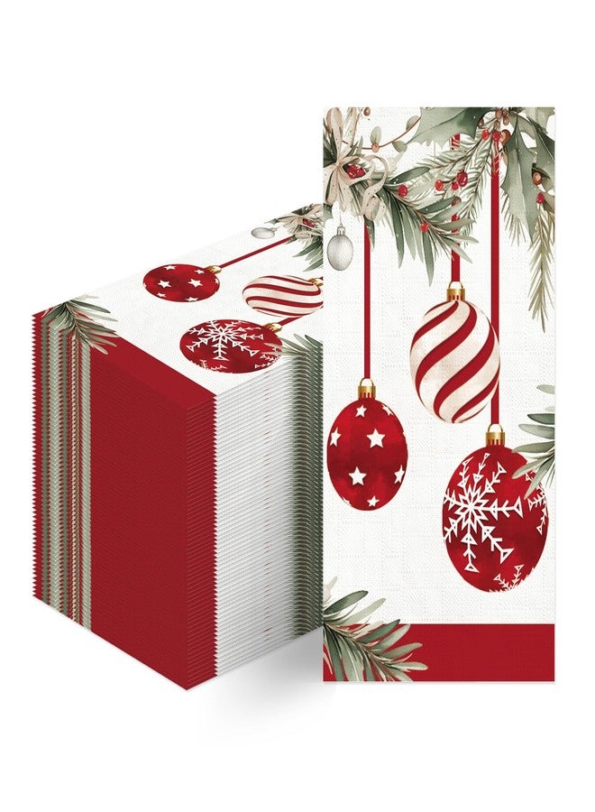 TAJWE 100 Count Christmas Disposable Napkins Ornament Xmas Paper Cocktail Napkins Winter Holiday Decorative Lunch Dinner Guest Hand Towels for Kitchen Bathroom Party Supplies 4.3x7.8 - Image 1