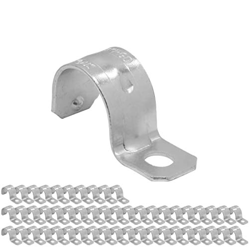 Maxxima 3/4 in. Rigid or RMC Push-On 1-Hole Pipe Straps - Ideal for Conduit Installation, Zinc Plated Steel, 50 Pack, Easy, Quick, and Secure for Electrical Wiring, Water Resistant, UL Listed - Image 1