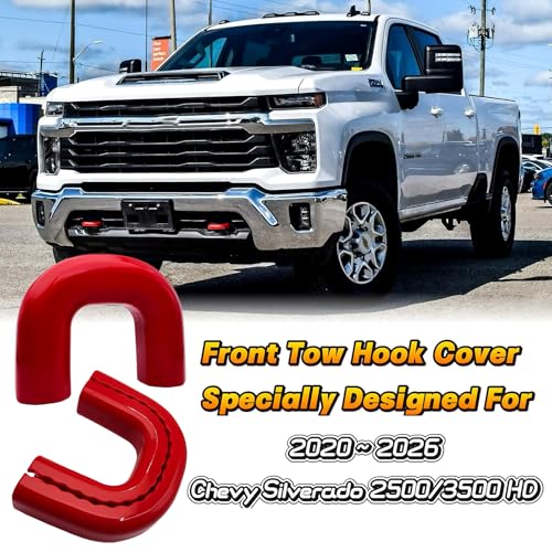Yinnianets Custom Tow Hook Covers Fits for 20202026 Chevy Silverado 25003500 HDTow Hitch Cover Car Tow Hooks Compatible with Chevrolet Silverado 25003500 HD Accessories 20202026 Red - Image 3