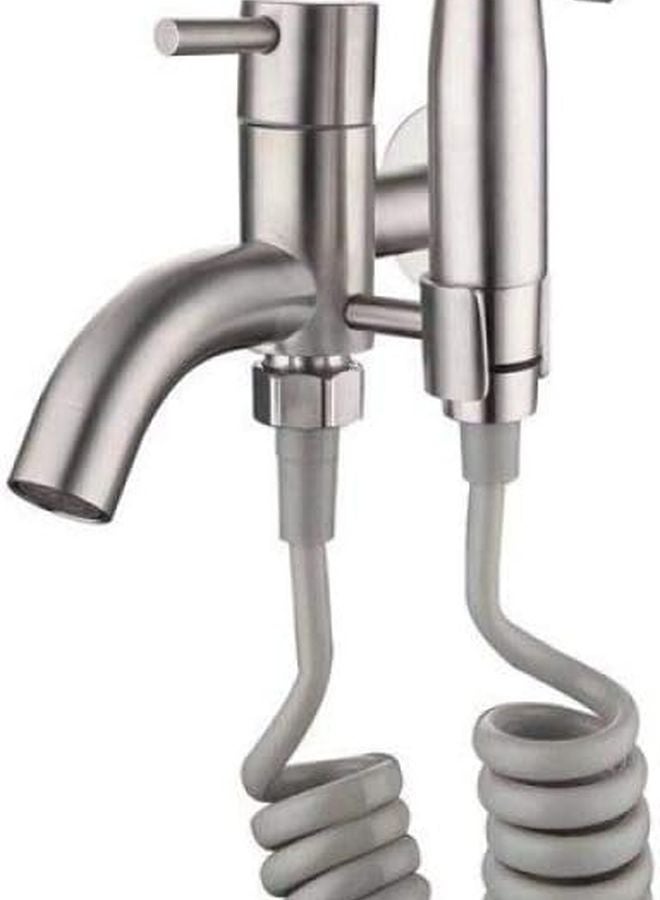 مرش اليد الفولاذ المقاوم للصدأ للمرحاض مع تحكم قابل للتعديل في الضغط وفوهة للشرفة - Image 1