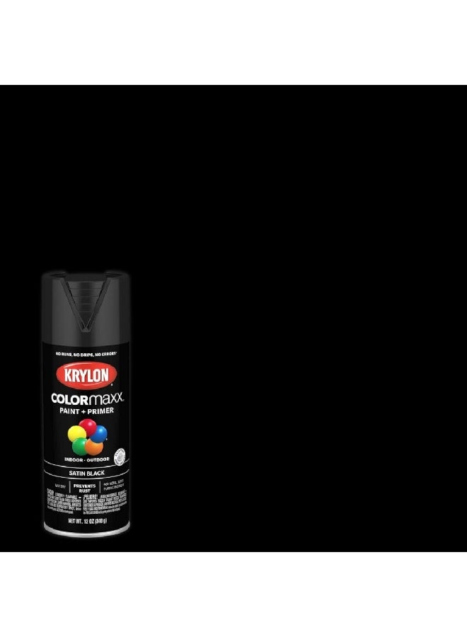 KRYLON Colormaxx Indoor and Outdoor Spray Paint and Primer Satin Black 12oz K05557007 - Image 2
