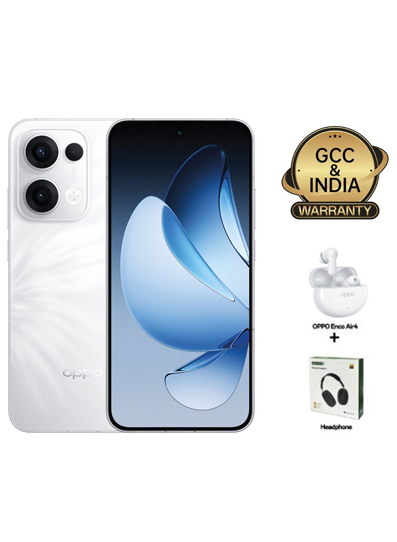 OPPO Reno13 AI Phone Dual SIM 5G 512GB 12GB RAM Plume White + Oppo Enco Air4 Buds + Headphones - Middle East Version - Image 1