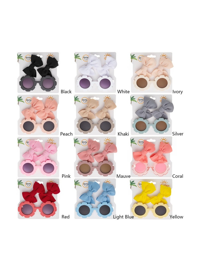 دىدانيالا طقم دانا نظارة ومشابك شعر فيونكة للأطفال والبنات - رمادي - Image 2