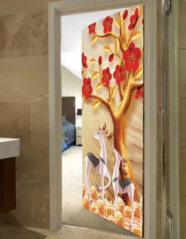 DECOR PRODUCTION Door Wallpaper | Strong PVC Material Decorative Sticker | Wallpaper for Home Doors/Almirah, Home Decor Items etc (Self Adhesive Door Deca, 30x76 Inch)_13 - Image 4