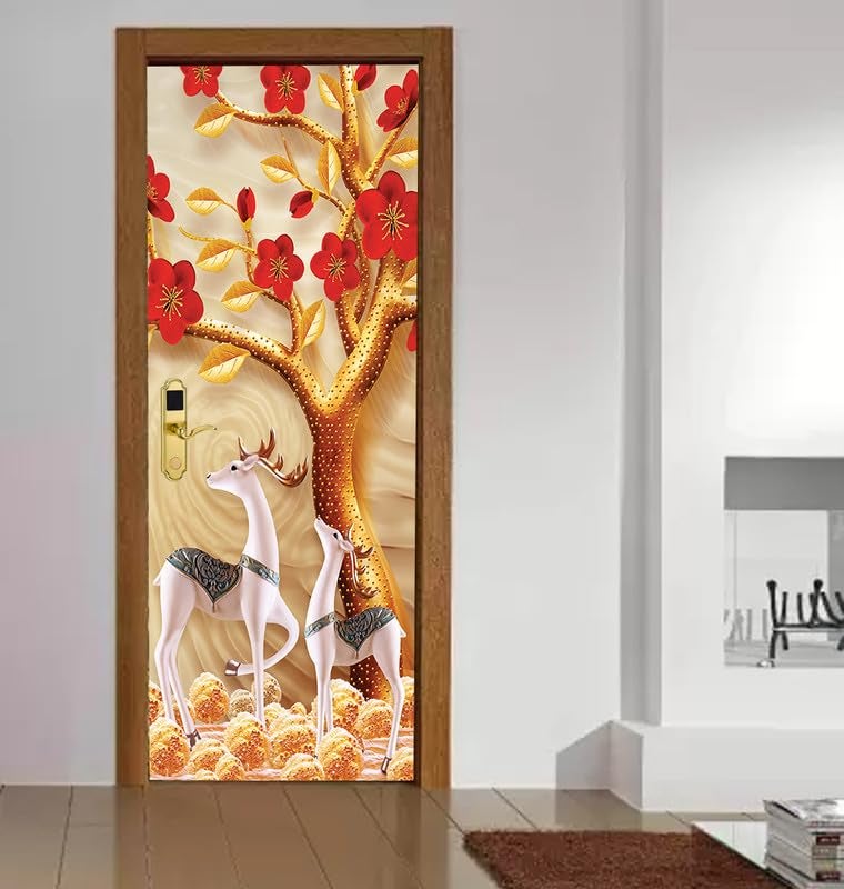 DECOR PRODUCTION Door Wallpaper | Strong PVC Material Decorative Sticker | Wallpaper for Home Doors/Almirah, Home Decor Items etc (Self Adhesive Door Deca, 30x76 Inch)_13 - Image 2