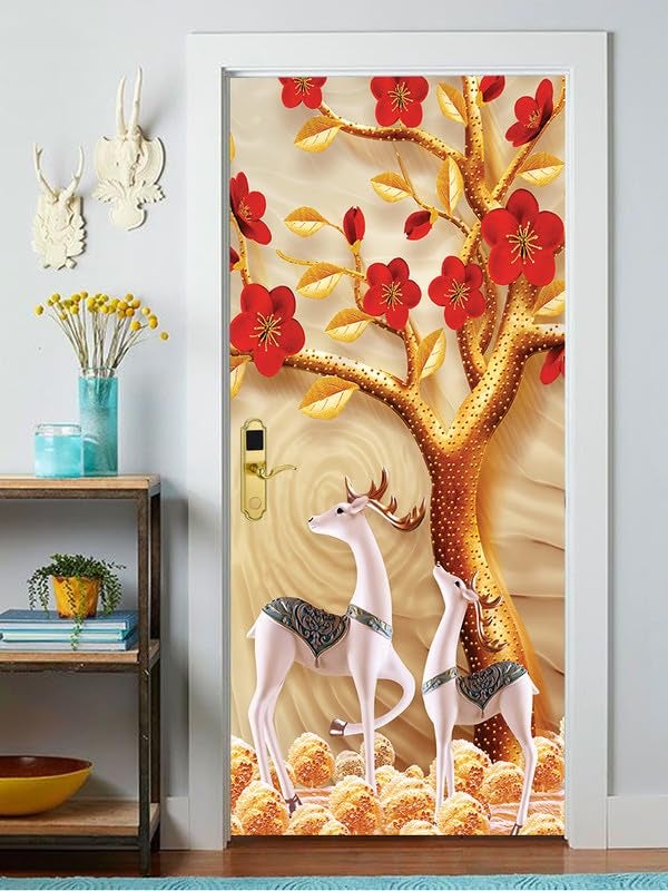DECOR PRODUCTION Door Wallpaper | Strong PVC Material Decorative Sticker | Wallpaper for Home Doors/Almirah, Home Decor Items etc (Self Adhesive Door Deca, 30x76 Inch)_13 - Image 3