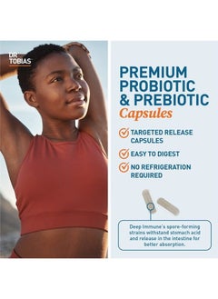 Dr. Tobias Deep Immune Probiotics & Prebiotics, 4.4 Billion CFU Probiotics for Women & Men, Supports Digestive Health, Gut Immune Function, Nutrient Absorption, 60 Capsules, 30 Servings  - Image 4