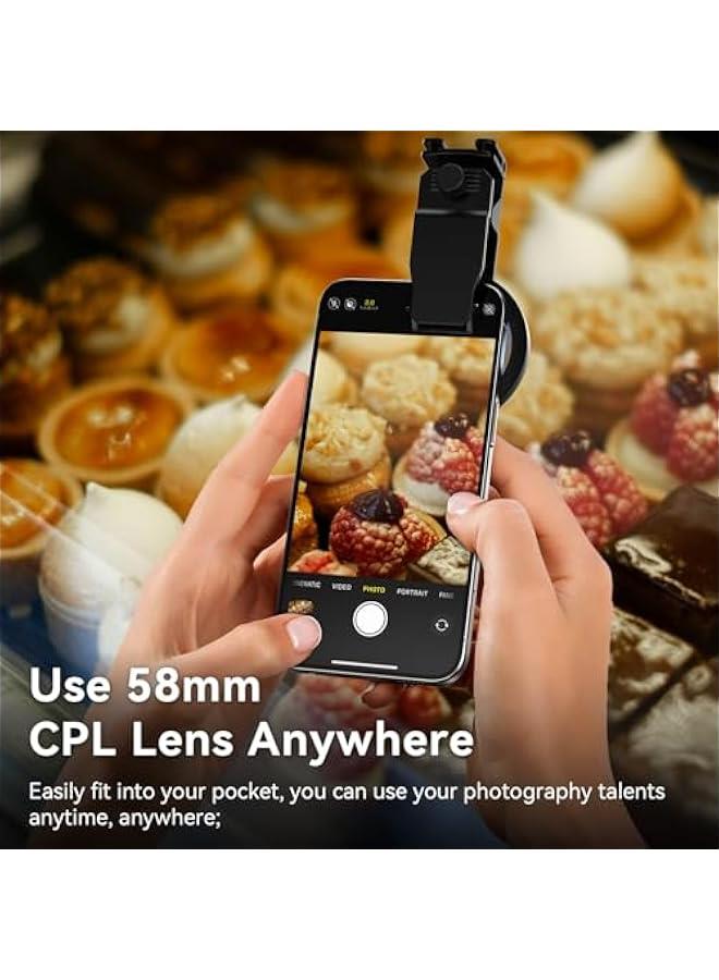 Arabest 58mm Clip-on CPL Phone Camera Lens Filter Kit, Ultra‑Thin Nano‑Coated Glass for iPhone 16/15/14, Samsung Galaxy, Google Pixel & All Smartphones, Anti‑Reflective, Vivid Colors - Image 3