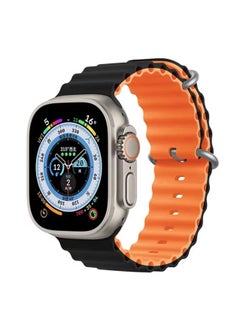 Ocean Silicone Rubber Watch Band Strap for Apple Watch Ultra 42mm/44mm/45mm/49mm Dual Colored Black/Orange 