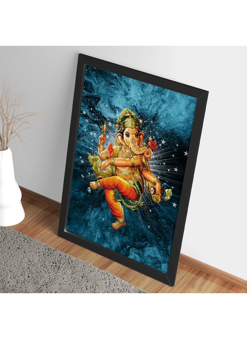 Ritwikas Wood Abstract Wall Art Of Dancing Ganesh Ji With Frame For Home And Office Decor 135 Inch X 95 Inch Multi Colored Digital Painting