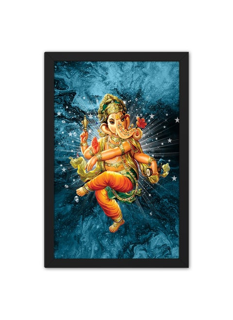 Ritwikas Wood Abstract Wall Art Of Dancing Ganesh Ji With Frame For Home And Office Decor 135 Inch X 95 Inch Multi Colored Digital Painting