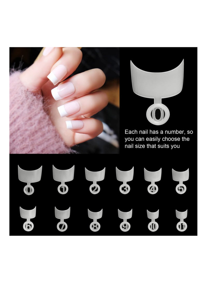 SOLARAE 600PCS Short French Style False Nails, Half Cover Nails Tips, White Short Acrylic Extension Finger Nail 12 Sizes with Box for Nail Tips Art Salons and Home DIY (French) - Image 2