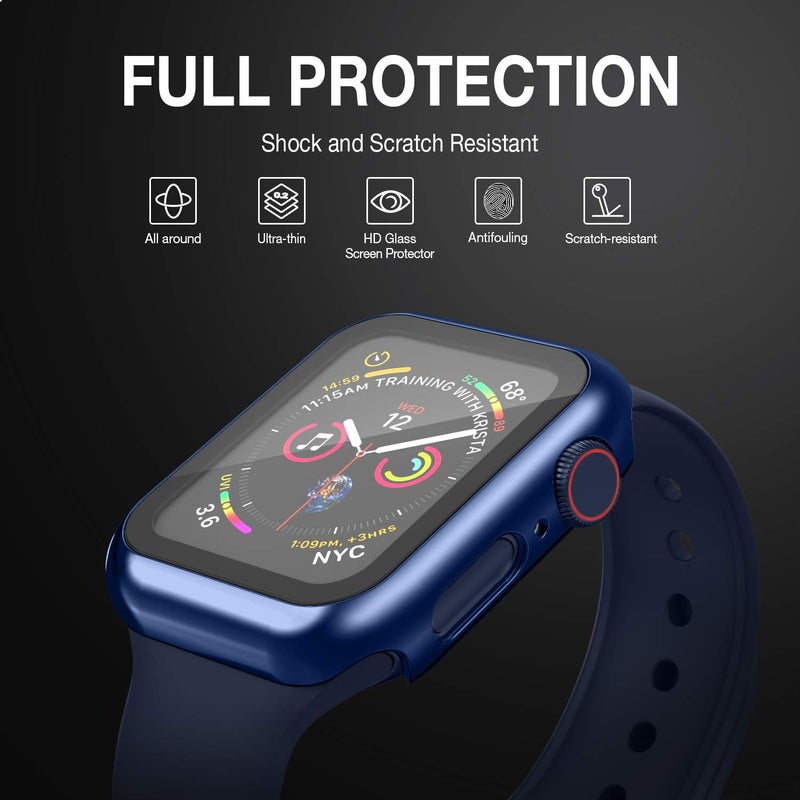 Adepoy Case Compatible with Apple Watch 38MM Series 3/2/1/ with Built-in Tempered Glass Screen Protector, All-Around Ultra-Thin Bumper Full Cover Hard PC Protective Case for iWatch - Image 2