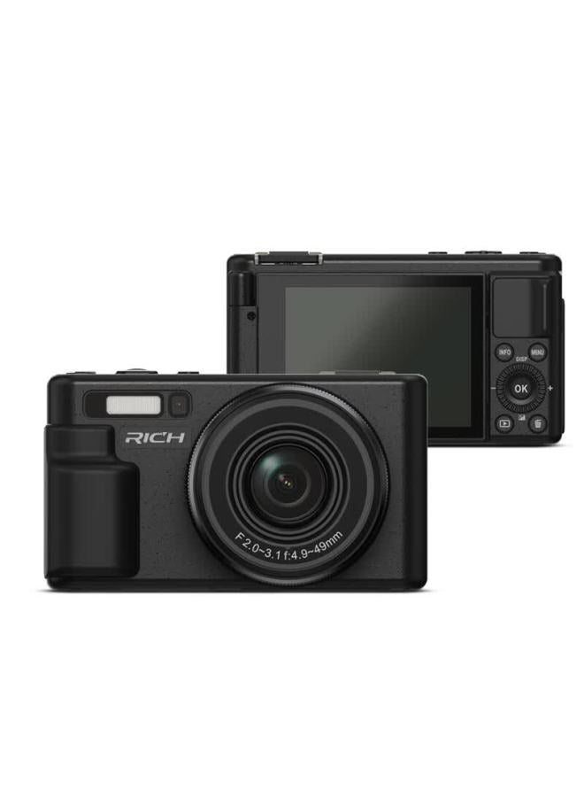 Rich Ly-20l 10x Optical Zoom Selfie Flip Screen Student Digital Camera Birthday Gift Entry-level Campus Hd Vlog Travel Alternative Ccd Black 64gb Dual Battery - Image 3