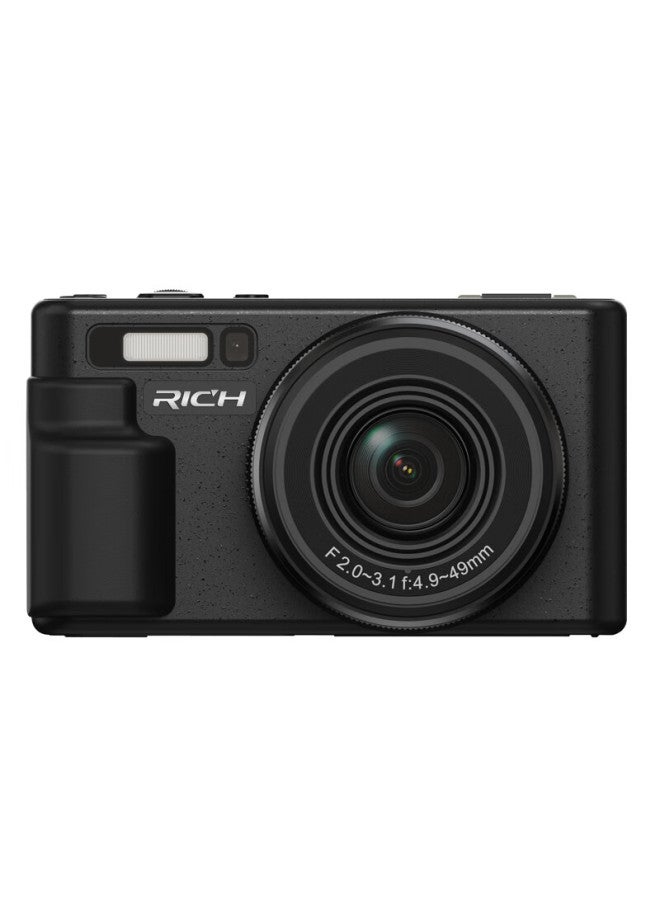 Rich Ly-20l 10x Optical Zoom Selfie Flip Screen Student Digital Camera Birthday Gift Entry-level Campus Hd Vlog Travel Alternative Ccd Black 64gb Dual Battery - Image 2