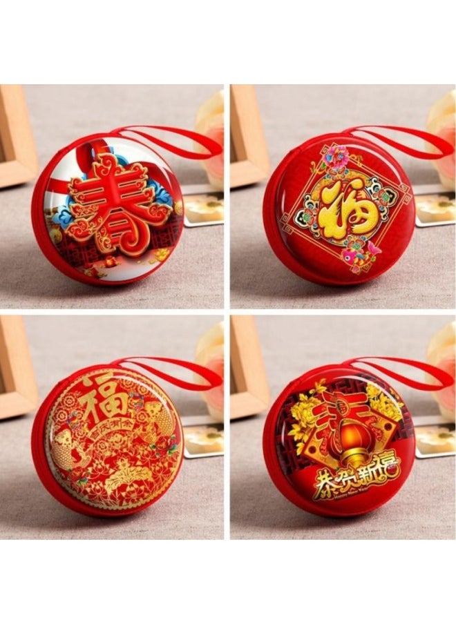 Generic - Tinplate Coin Purse Mini Zipper Headset Storage Bag Exquisite Coin Key Bag Storage Box Wholesale-Color:Round Spring Mix - Image 1