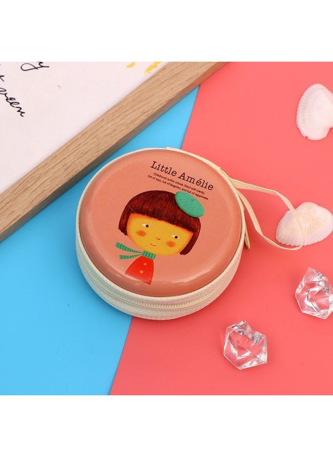 Generic - Tinplate Coin Purse Mini Zipper Headset Storage Bag Exquisite Coin Key Bag Storage Box Wholesale-Color:Round Spring Mix - Image 1