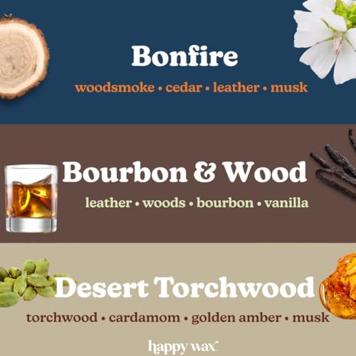 Happy Wax Fan Man Cave Collection Scented Natural Soy Wax Melts – 6 Total Oz. of Scented Wax Melts, Collection Includes Desert Torchwood, Bourbon & Wood and Bonfire - Image 2