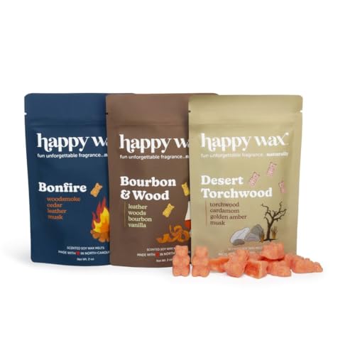 Happy Wax Fan Man Cave Collection Scented Natural Soy Wax Melts – 6 Total Oz. of Scented Wax Melts, Collection Includes Desert Torchwood, Bourbon & Wood and Bonfire - Image 1