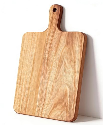ZeQi Acacia Wood Cutting Board with Handle 16x9 Charcuterie BoardServing BoardCheese Bread Vegetables Fruits Serving Board Rectangular16x9 - Image 1