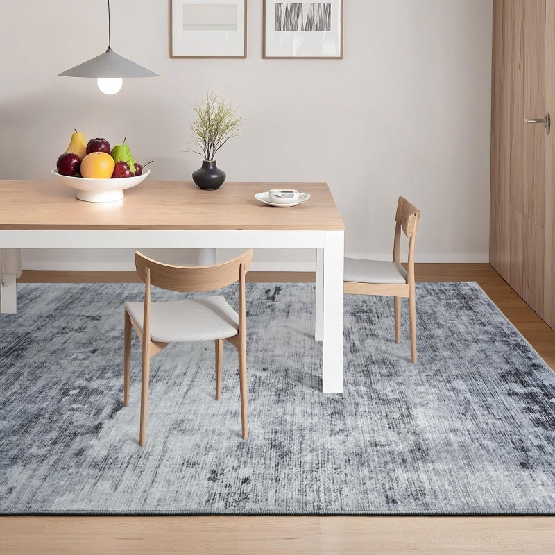 Toneed Abstract Area Rug Modern Washable Rug Soft Non Slip Rug Low Pile for Bedroom Living Room Dining Room Grey 4x6 Feet - Image 3