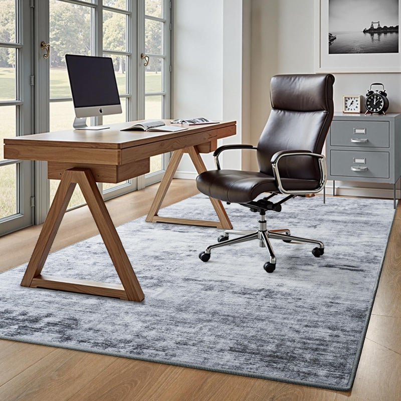 Toneed Abstract Area Rug Modern Washable Rug Soft Non Slip Rug Low Pile for Bedroom Living Room Dining Room Grey 4x6 Feet - Image 5