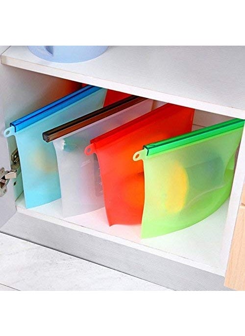Syga SYGA 4 Piece Silicon Food Storage Bags Refrigerator & Dishwasher Safe Bags (Color May Vary)  - Image 5