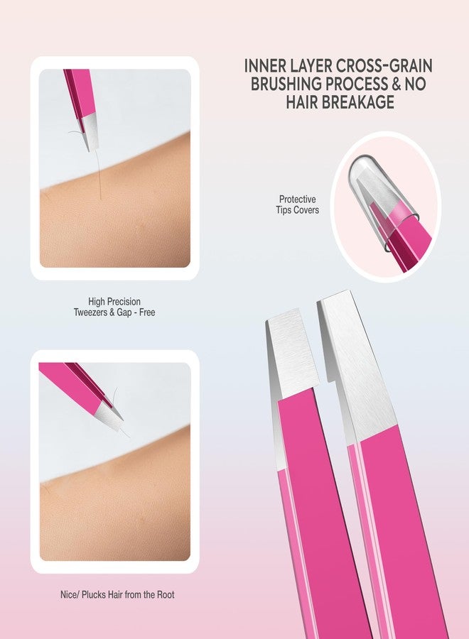 MARKHOR® Pink Aura Eyebrow Tweezers for Women Facial Hair, Splinter and Ingrown Hair Removal Tweezers Set, Professional Pointed and Slant Tweezers for Eyebrows, Precision Tweezers for Eyebrows - Image 5