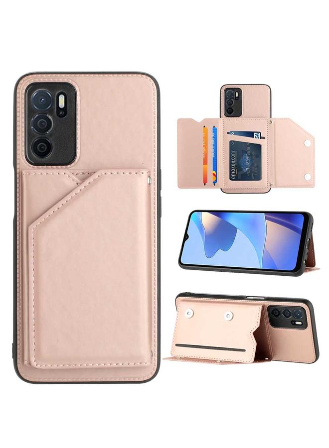 The Bros Case For OPPO A16 Skin Feel PU + TPU + PC Card Slots Phone Case