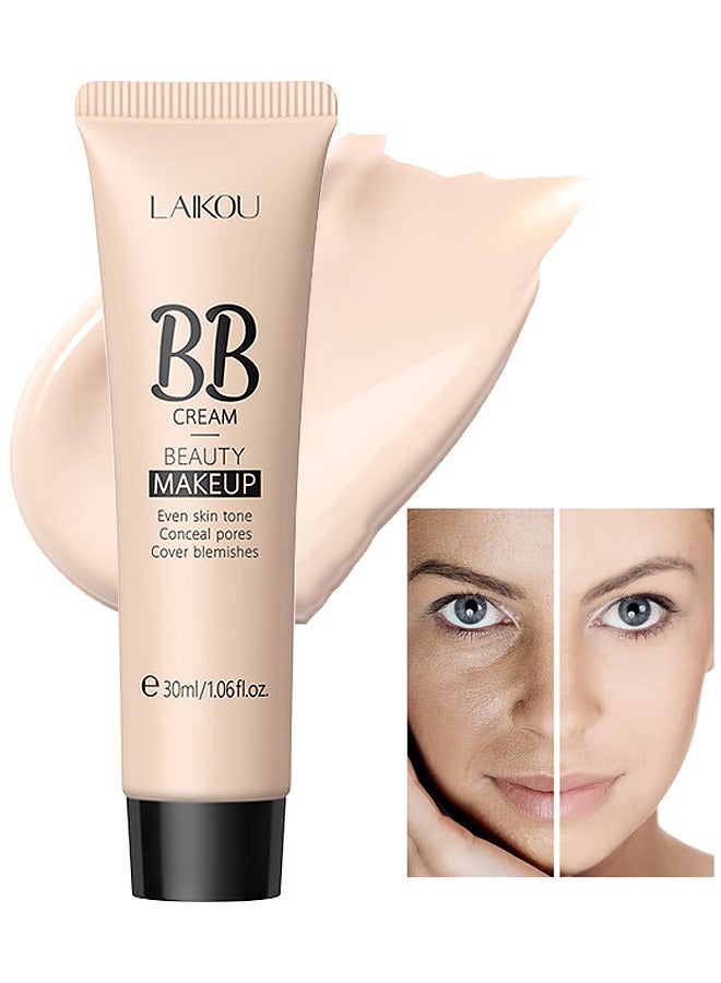 Laikou Hydrating BB Cream, Classic Perfecting All-In-1 BB Cream, Full-Coverage Foundation And Concealer, Color Correcting Cream, Naturally Brighten Skin Tone, Evens Skin Tone, lvory - Image 1