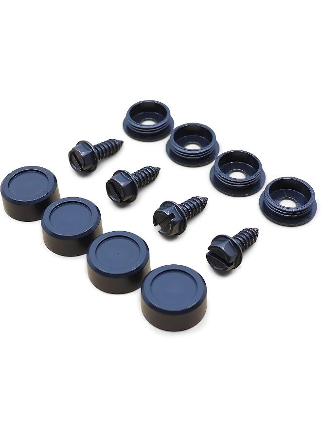 OttoSpeed License Plate Screws and Caps Kit - Anti Theft Security Fasteners with Threaded Screw Covers for Front and Back Plates on Cars, Trucks, and SUVs - 12-Piece Black Stainless Steel Bolt Set - Image 1