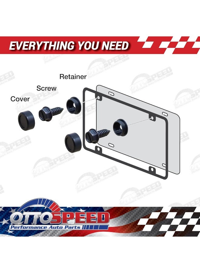 OttoSpeed License Plate Screws and Caps Kit - Anti Theft Security Fasteners with Threaded Screw Covers for Front and Back Plates on Cars, Trucks, and SUVs - 12-Piece Black Stainless Steel Bolt Set - Image 2