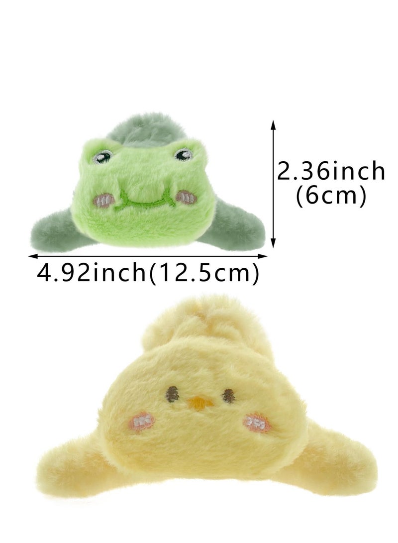 Excefore 4 Pack Cartoon Plush Hair Claw Clips, Lovely Frog Chick Hair Jaw Clips, Suitable for Thick Thin Hair Stylish Curly Hair Accessories - Image 2