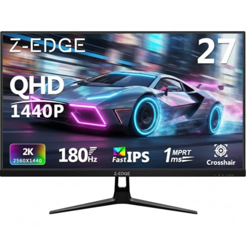شاشة Z-EDGE مقاس 27 بوصة 180 هرتز 2K IPS LED للألعاب، MPRT 1 مللي ثانية، QHD 2560x1440، دعم FreeSync، نسبة عرض إلى ارتفاع 16:9، دعم HDR، HDMIx2/DPx2/Audiox1، زاوية عرض 178 درجة ارتفاعًا /178 درجة (رأسيًا)، UG27QF - Image 1