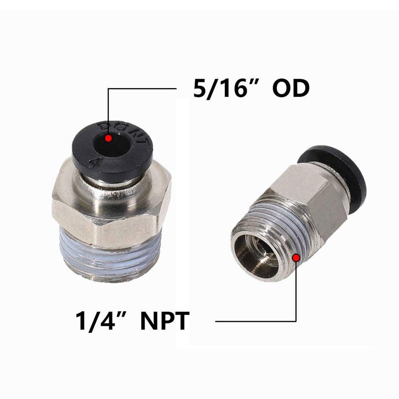 Beduan Push To Connect Fitting  5/16"" Tube Od X 1/4"" Npt Thread Male Straight Pneumatic Air Fitting (Pack Of 10) - Image 2