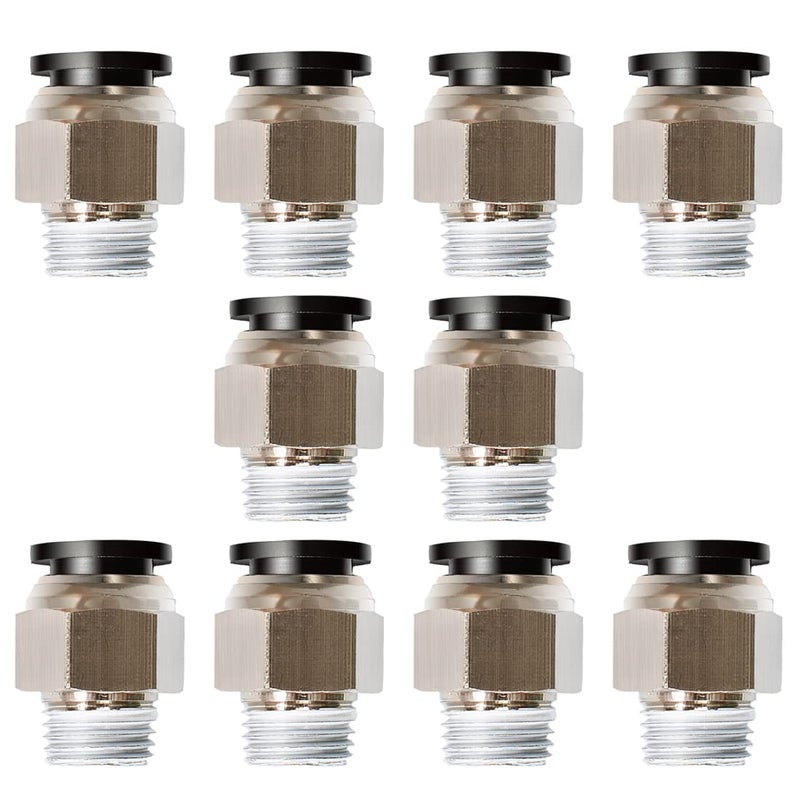 Beduan Push To Connect Fitting  5/16"" Tube Od X 1/4"" Npt Thread Male Straight Pneumatic Air Fitting (Pack Of 10) - Image 1