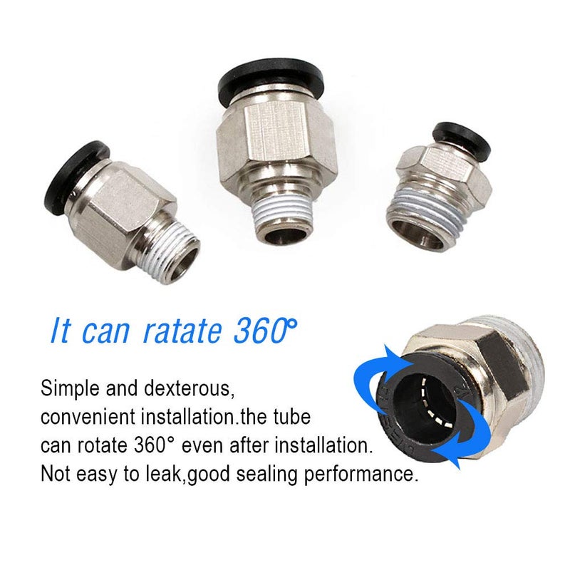 Beduan Push To Connect Fitting  5/16"" Tube Od X 1/4"" Npt Thread Male Straight Pneumatic Air Fitting (Pack Of 10) - Image 4