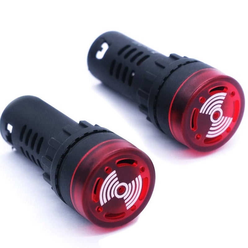 mxuteuk 2 قطع 22 مم جرس إنذار فلاش LED أحمر إشارة ضوء مؤشر AC/DC 24V AD16-22SM-RR24V - Image 1