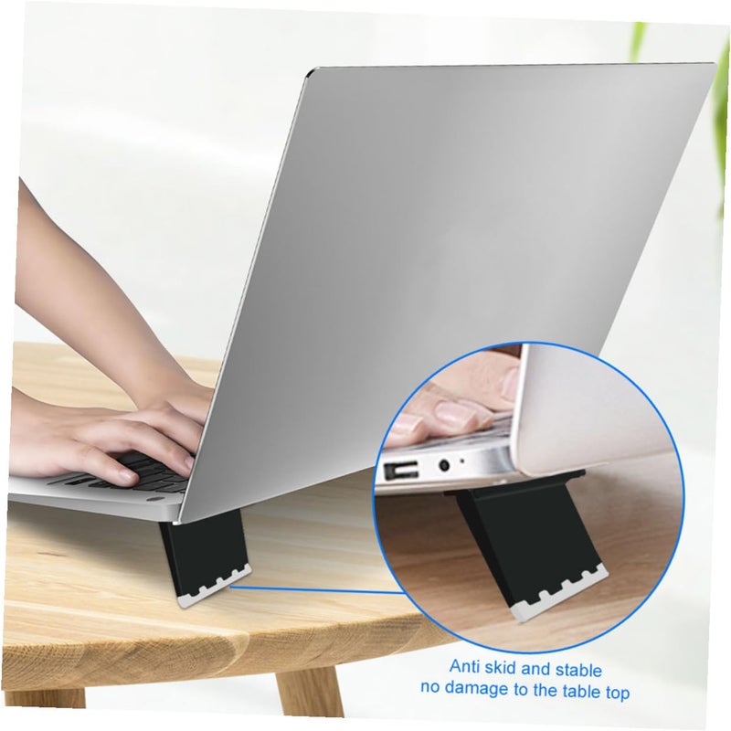 Foldable Laptop Stand Adjustable Height Portable Black 4 Pieces with Airflow Cooling - Image 5