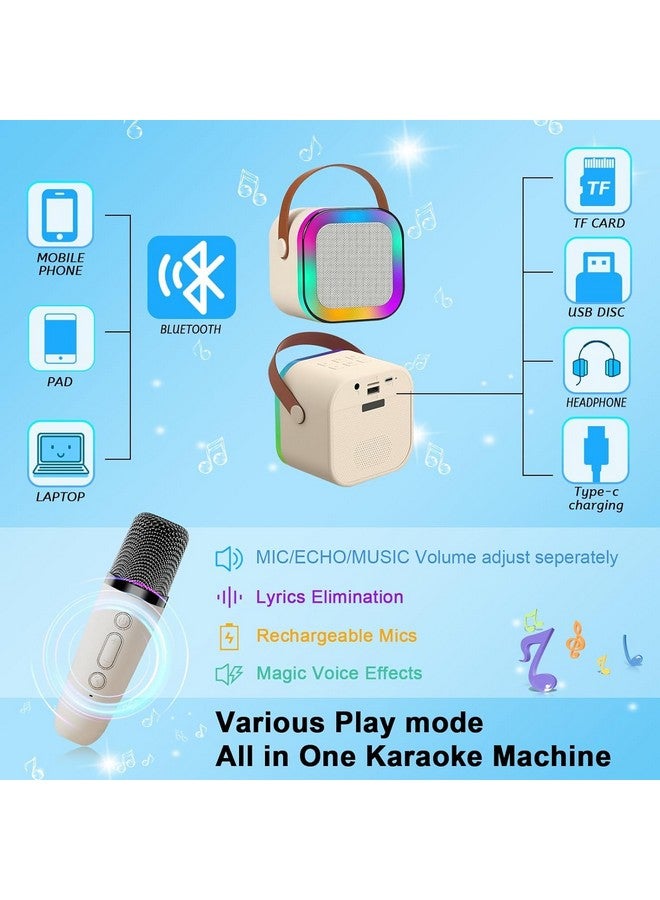 Magicwand® K12【Pack of 2 Speakers USB-C-Charging 1 Mic】 Kids Karaoke Microphone Wireless Bluetooth Speaker with RGB LED Lighting for Kids【Blue & Pink】 - Image 4