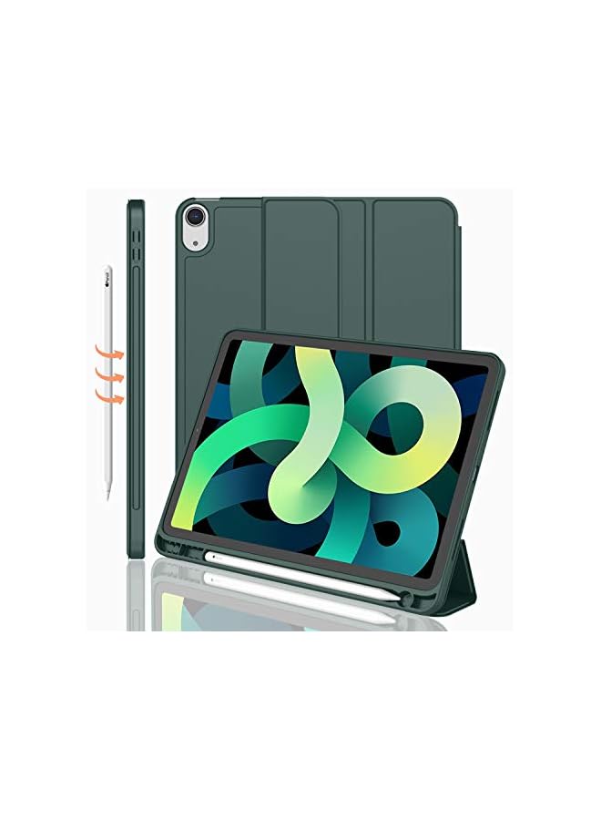 DUSALA iPad Air 11 Inch Case M3(2025) / M2 (2024), iPad Air 5th/4th Generation Case 2022/2020 10.9 Inch with Pencil Holder,Trifold Stand Smart Case with Soft TPU Back(Midnight Green) - Image 1