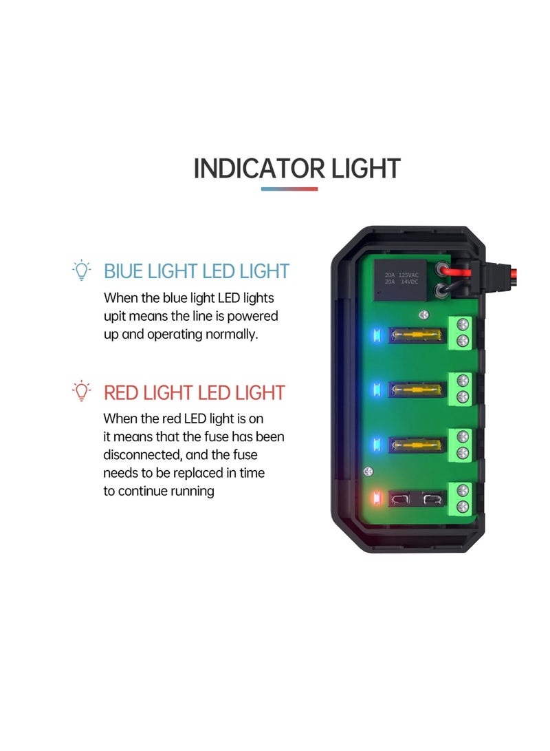 MUNTAQI 12V Universal Automotive Moto Fuse Box with 20A Capacity, LED Indicator Light, and Heat-resistant Fuse Holder for Cars and Motorcycles. - Image 4